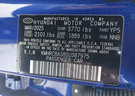 2025 Hyundai Venue Sel from USA, damaged, VIN KMHRC8A38SU387975
